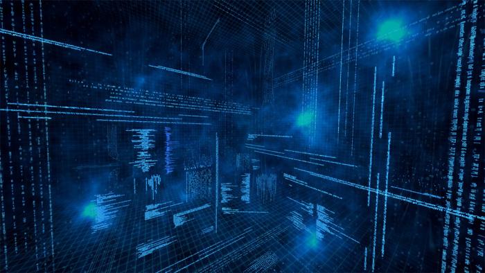 data concept on blue technology background