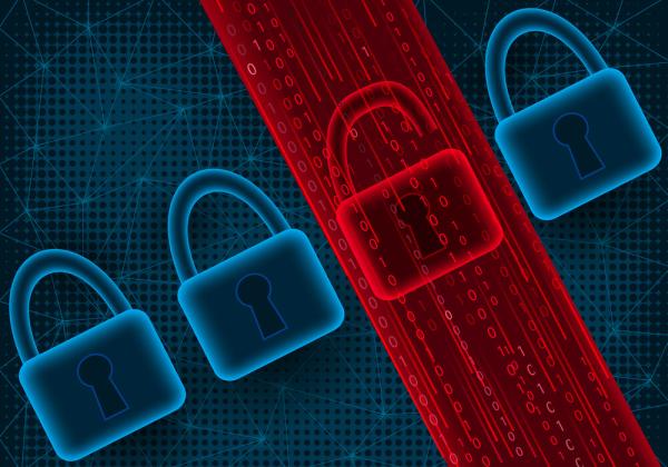 multiple padlocks with red stripe