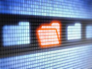 a pixelated file folder on a screen