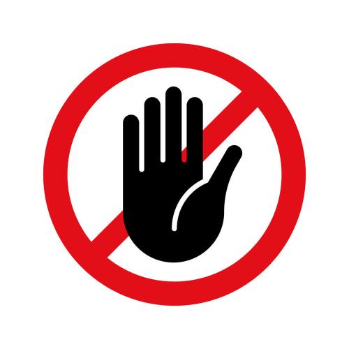 hand with a red blocked circle
