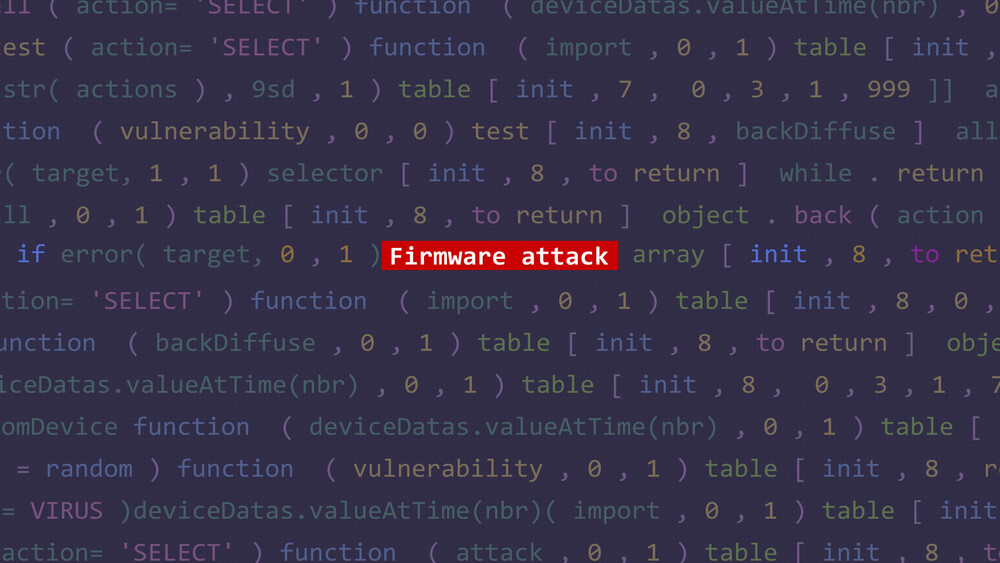words "firmware attack" on a dark gray background
